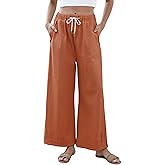 Athlisan Womens Baggy Wide Leg Palazzo Pants Casual Loose Drawstring Elastic Waisted Lounge Trousers with Pockets