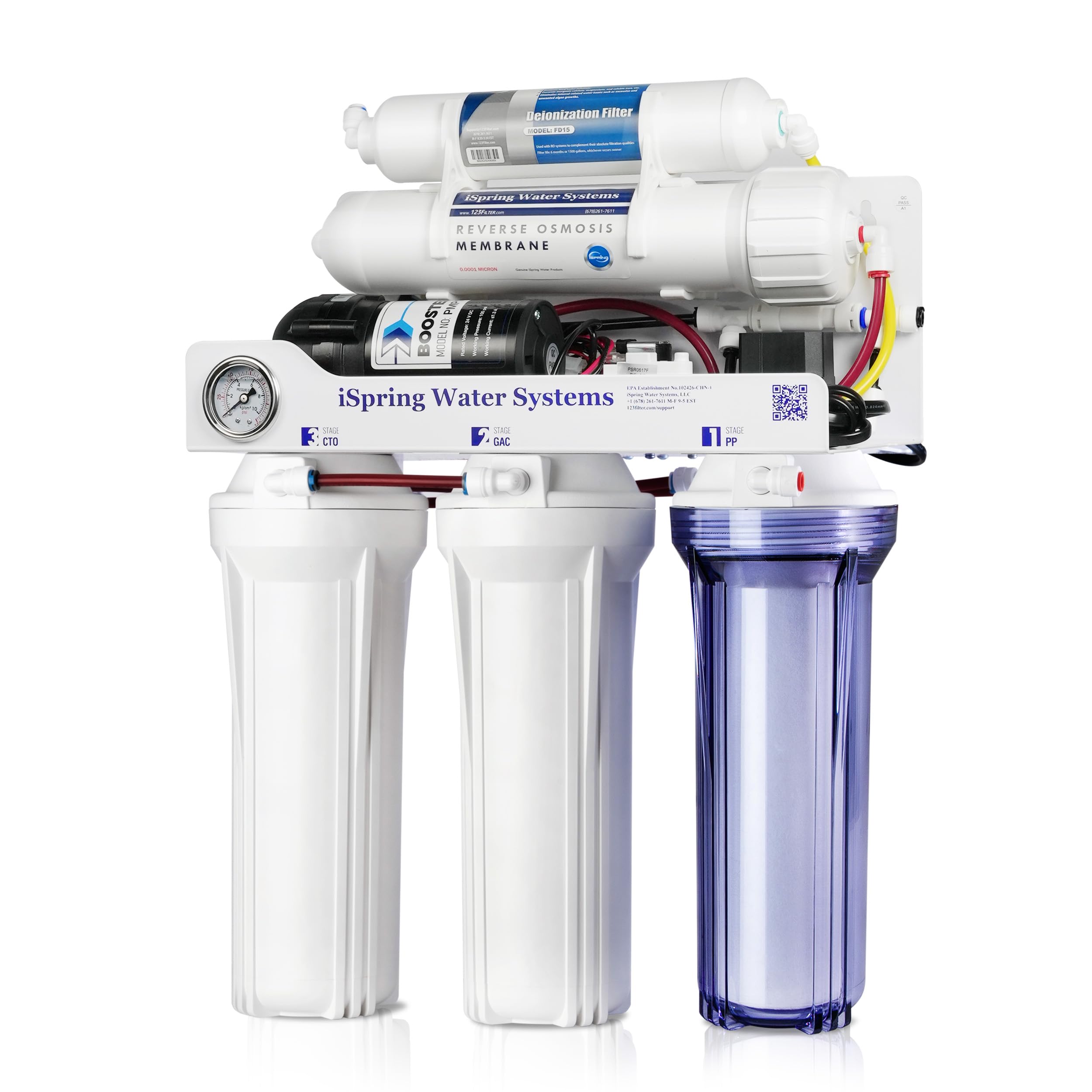 Photo 1 of (used) iSpring RCC1DP Tankless RO/DI System, 5 Stage De-ionization Reverse Osmosis Water Filter, High Performing 150 GPD Tankless RO Water System for Aquarium with DI Water Filter & Pump