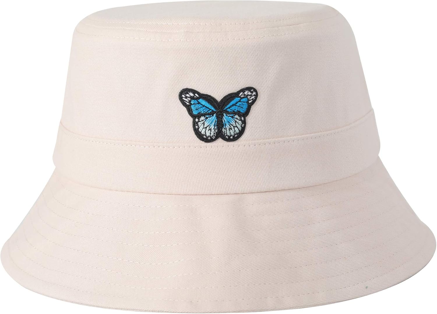 ZLYC Unisex Fashion Embroidered Bucket Hat Summer Fisherman Cap for Men Women Teens (Butterfly Beige) at  Women’s Clothing store