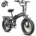 Jasion X-Hunter Electric Bike for Adults,1400W Peak Motor 30MPH Max Speed,48V 13AH Removable Battery, Full Suspension System Design,20''*4.0 Fat Tire Foldable Ebike 7-Speed Bicycles