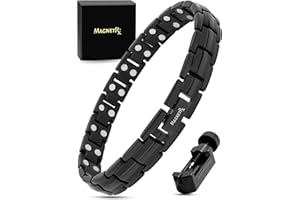 MagnetRX® Women's Ultra Strength Magnetic Bracelet - Effective Titanium Magnetic Bracelets for Women - Adjustable Bracelet Length with Sizing Tool for Perfect Fit (Black)