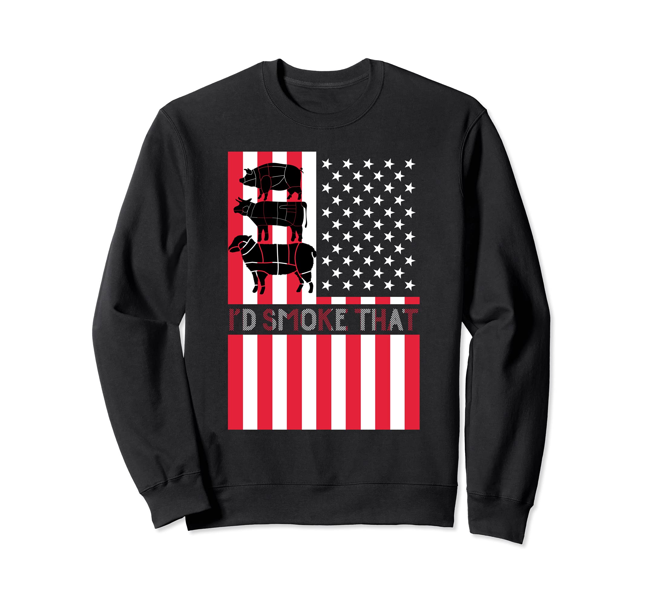 Id Smoke That US Flag Smoker BBQ Chef Patriotic Barbecue Sweatshirt