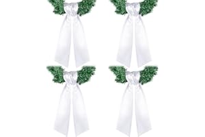 VitalCozy 4 Pcs Wreath Sash for Front Door Blank Wreath Sash Accessories Embroidery Plain Blanks for Embroidery Monogram Party Farmhouse Indoor Outdoor Wedding Decor, 4.49'' x 56.3'' (White)