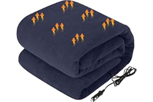 Westinghouse Heated Car Blanket with 3 Heating Levels, 4 Hours Auto Off, 12 Volt Electric Blanket for Car, Truck, SUV, RV, Po