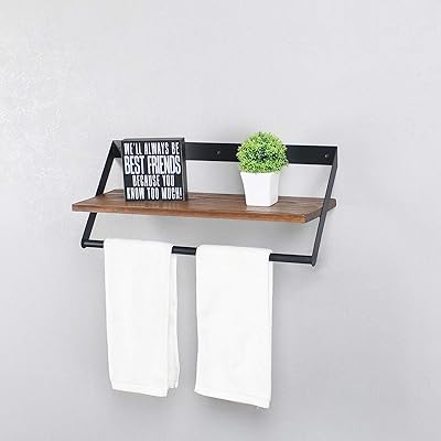 Buy Bathroom Shelves Wall Mounted Metal Towel Rack With Towel Bar 24 Rustic Wooden Wall Shelf Wall Shelves Over Toilet Utility Storage Shelf Racks Floating Shelves Towel Holder Online In Kazakhstan B08hm34nm3