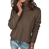 Zeagoo Women's Turtleneck Sweater Long Sleeve Spilt Hem Casual Knit Pullover Chunky Fall Winter Jumper Top 2026