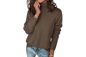 Zeagoo Pull à col roulé pour femme - Automne et hiver - Manches longues - Ourlet fendu - Décontracté - Pull tricoté 2025