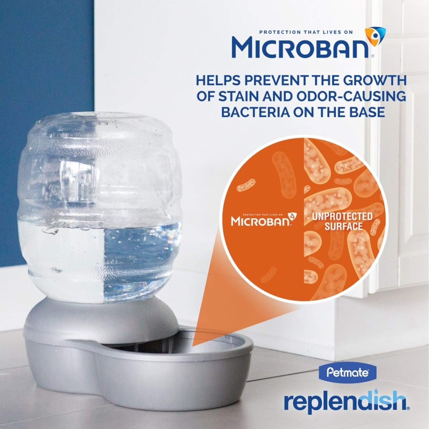 Pet Supplies : Petmate Replendish Gravity Waterer With Microban for Cats and Dogs, 4 Gallons : Pet Self Waterers : 