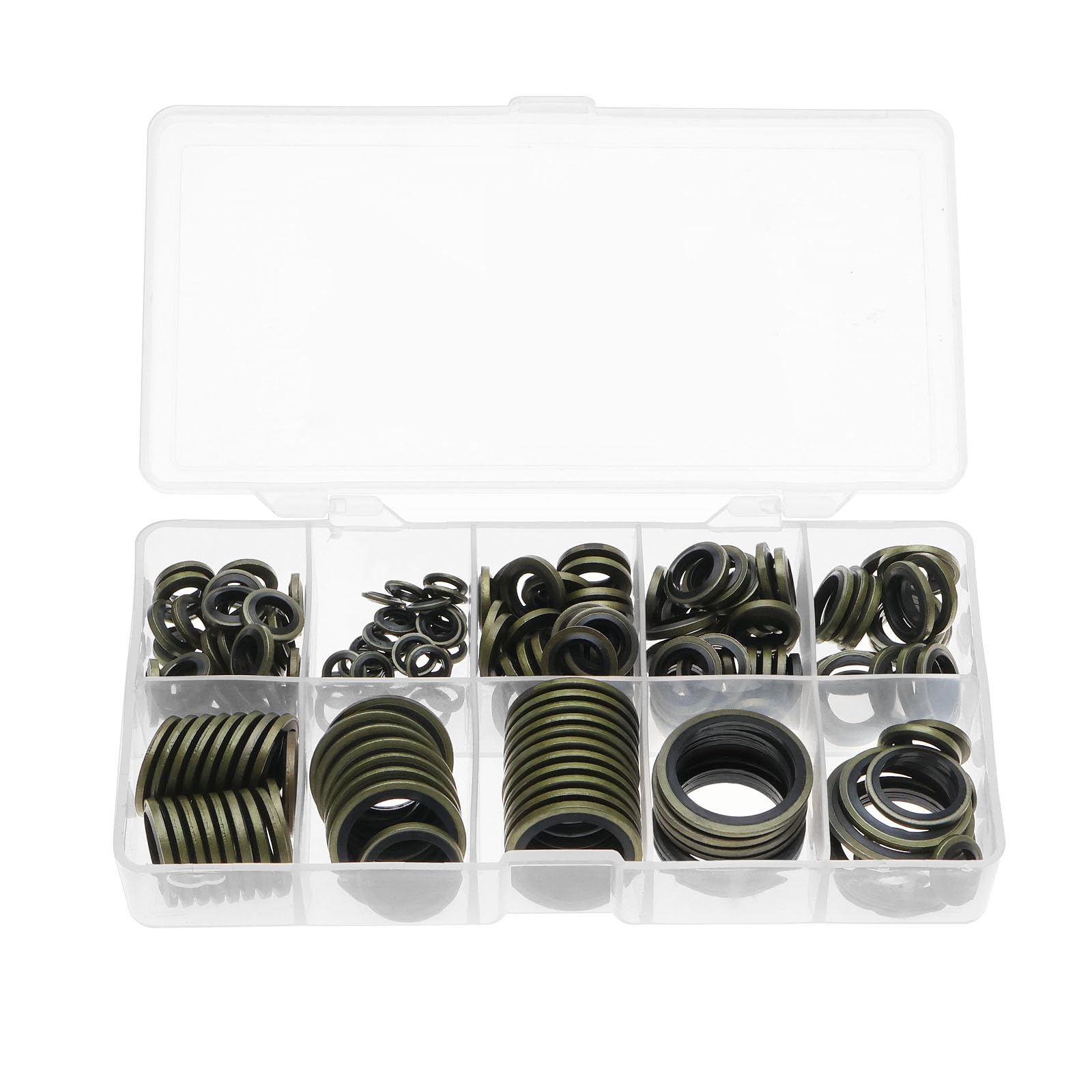 VGOL 200Pcs Oil Seal Washer Metal Seal Oil Washers G1/8 M6 M8 M10 M12 M16 M20 M24 Bonded Sealing Washer Assortment Kit for Automotive,Hydraulic Industry
