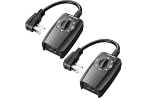 DEWENWILS Outdoor Light Timer Dusk to Dawn, Weatherproof, Plug in Timer for Garden Christmas String Light, 10A, UL Listed, 2 Pack