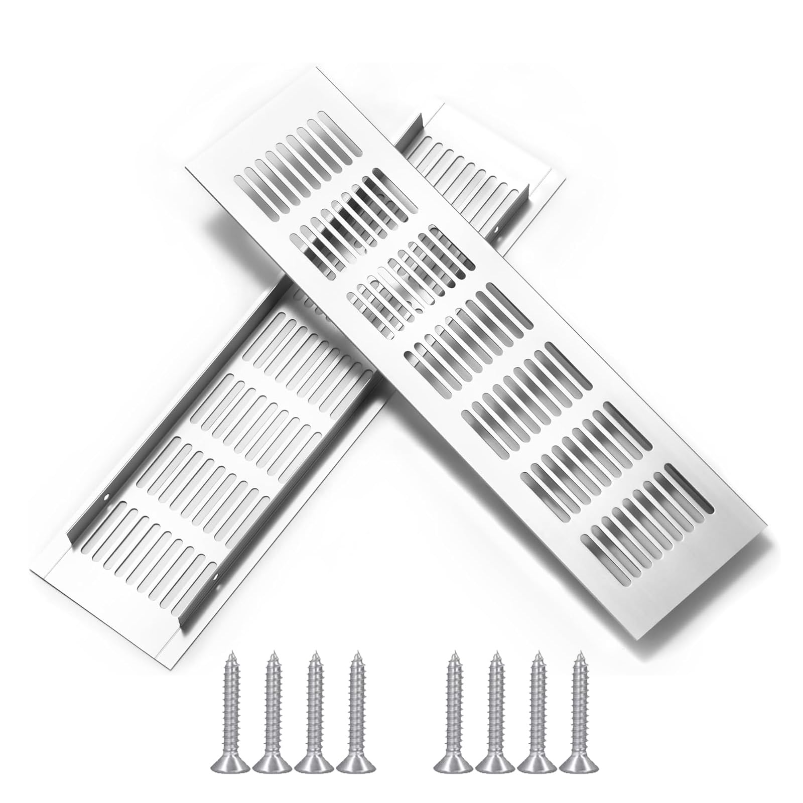 2 Pcs Kitchen Plinth Vent, 300 x 80 mm Radiator Grill Aluminum Alloy Air Vent Covers Plinth Vent Grill with Screws for Cupboard Wardrobe