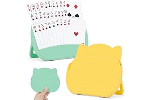 WKCHXD Card Holders for Playing Cards, 2 Pack Playing Card Holder for Kids Adults and Seniors, Hands Free Card Game Holder for Arthritis Little Hands,Poker Parties Travel Family Game Nights (Green & Yellow)
