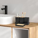 FEILANDUO 5 Pcs Bathroom Accessory Set Black Boho Modern Decor Dispenser view 3