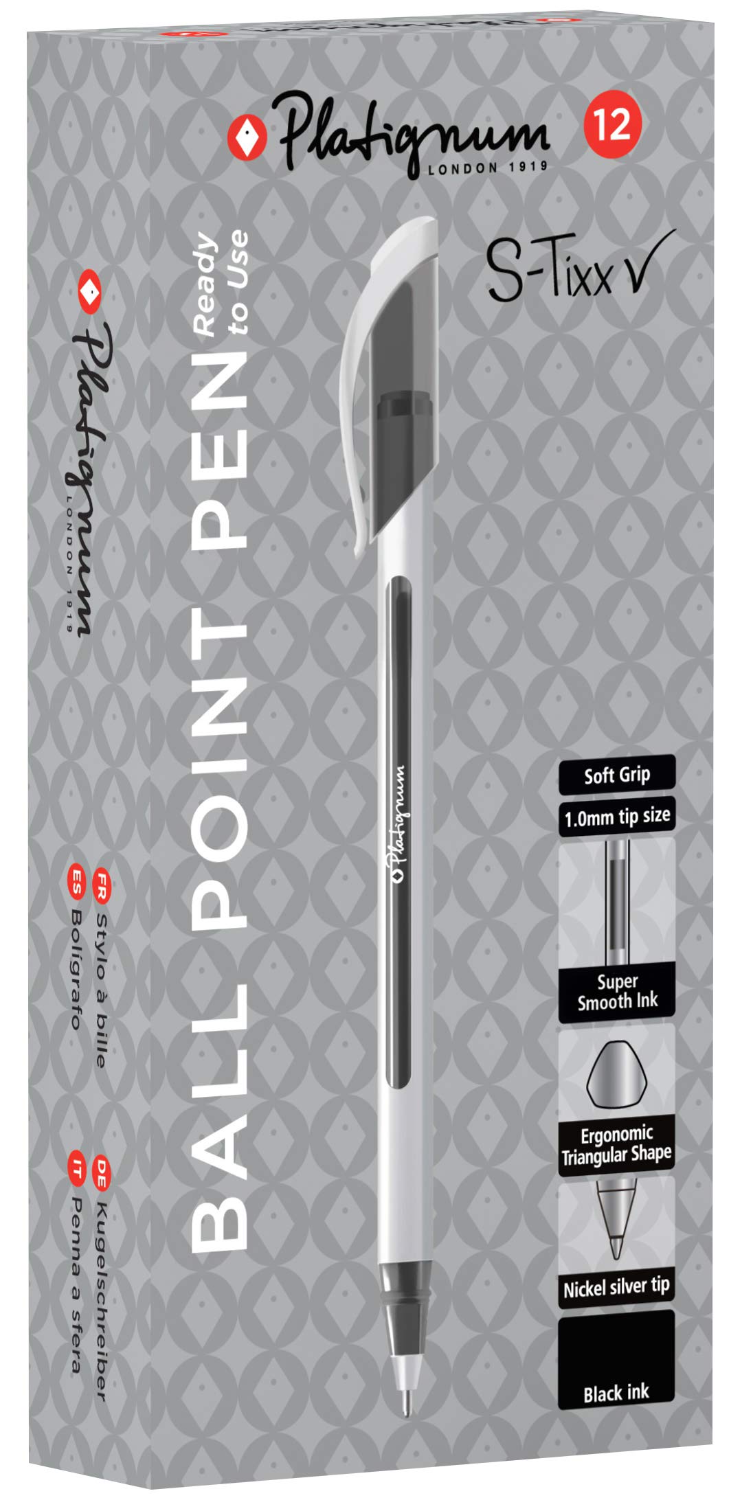 Platignum S-Tixx Ball Point Pen - Black [Pack of 12] Ref: 50513