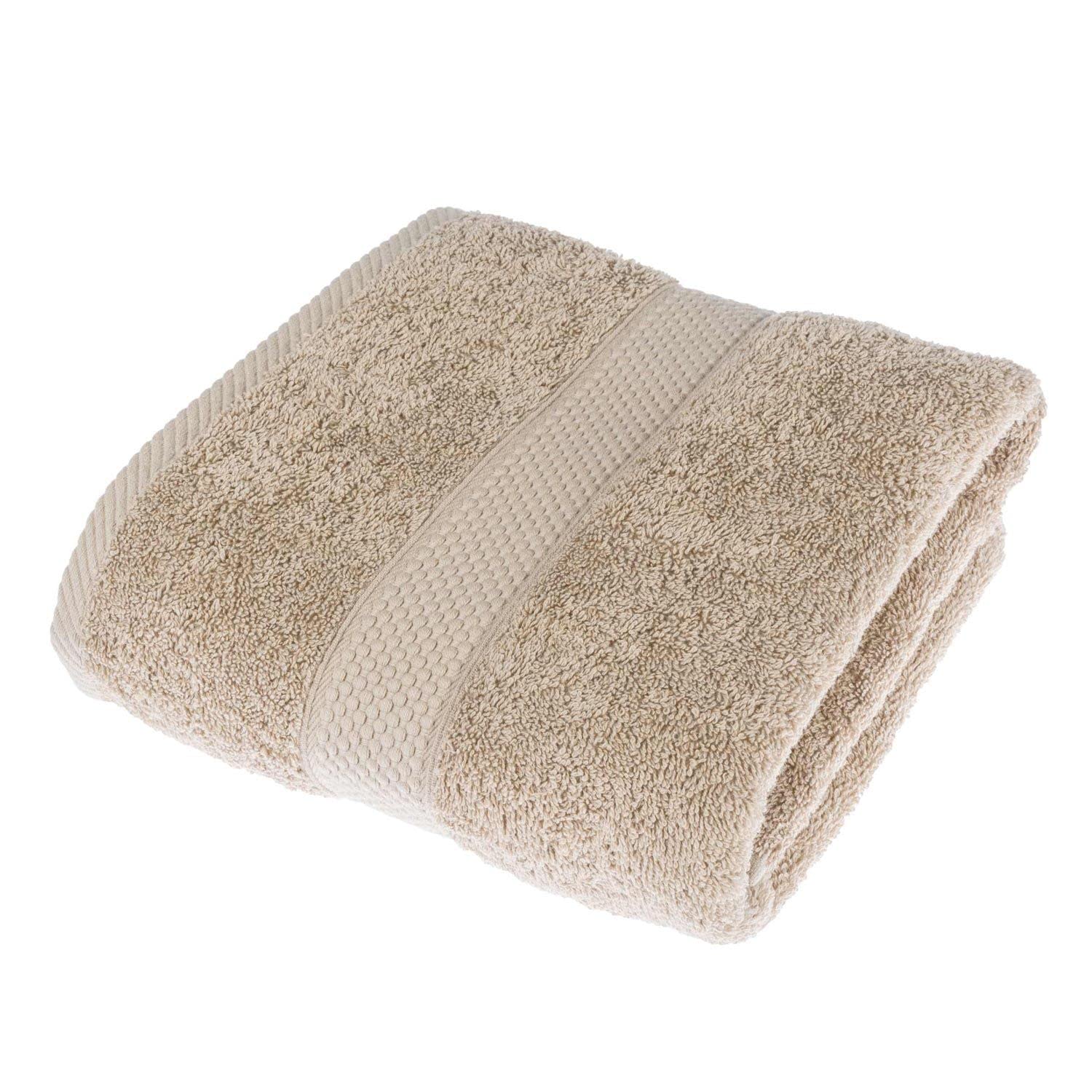 HOMESCAPES Stone Turkish Cotton Bath Towel Super Soft Thick & Absorbent 500 GSM Towel Heavy Weight for everyday Luxury