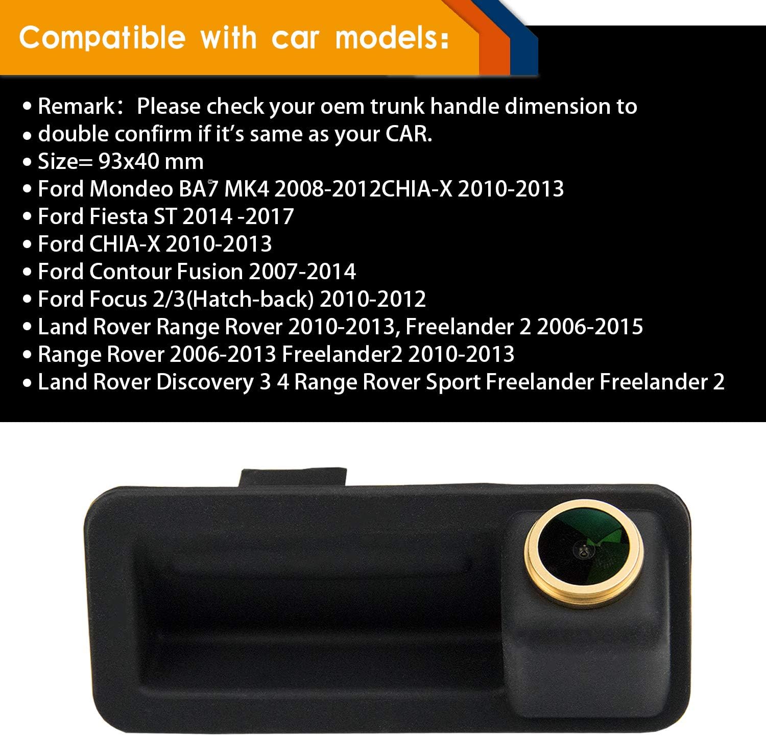 Upgraded HD 1280×720 Golden Camera Back Camera Reverse Rear Camera for ...