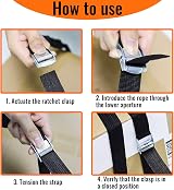 zeyedemo 6Pcs Ratchet Tie Down Straps 2m x 25mm Heavy Duty Cam Buckle view 4
