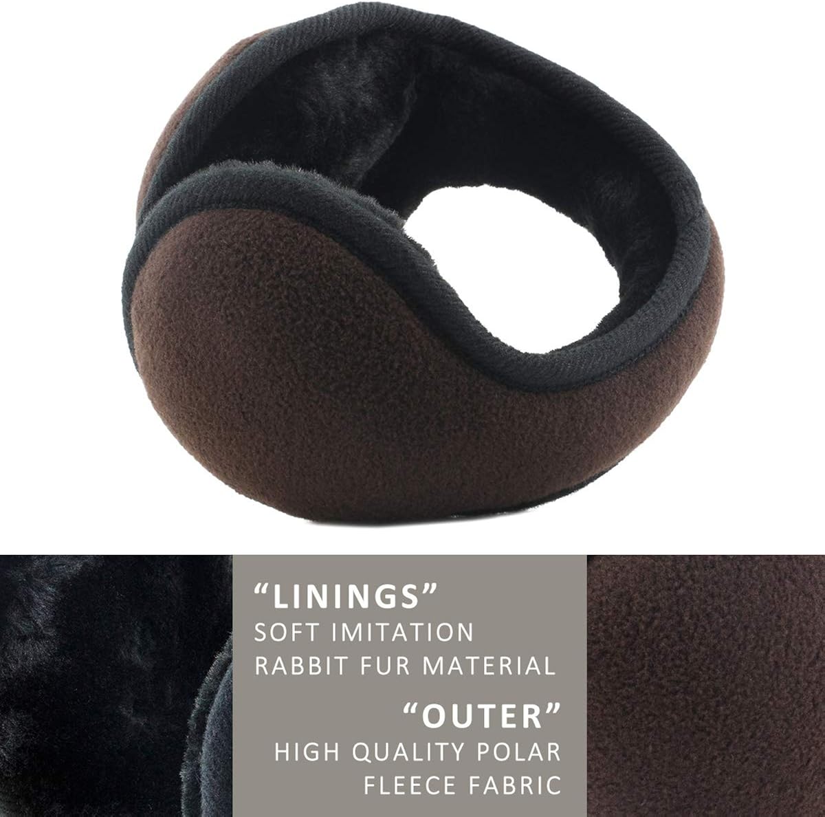 Metog Unisex Foldable Ear Warmers Polar Fleece Winter Earmuffs Coffee at  Women’s Clothing store