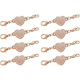 uxcell 8Pcs Jewelry Clasps, Heart Rhinestone Clasps Locking Closures with Lobster Clasps for Bracelet Necklace (Rose Gold)