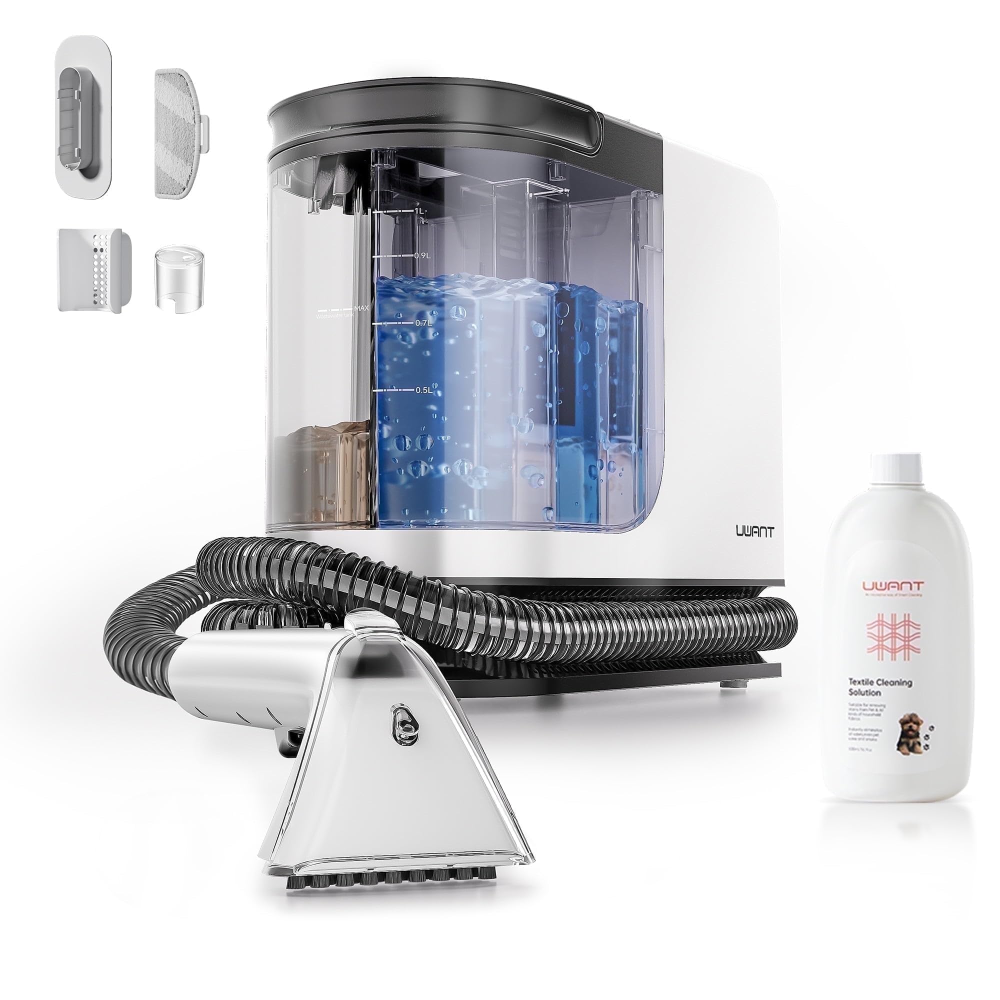uwant Carpet Cleaner Machine with Steam&Hot&Cold Water System 18Kpa Powerful Suction Upholstery Cleaner Machine with Pet Pro Cleaner for Pets, Carpet Steam Cleaner (Silver)