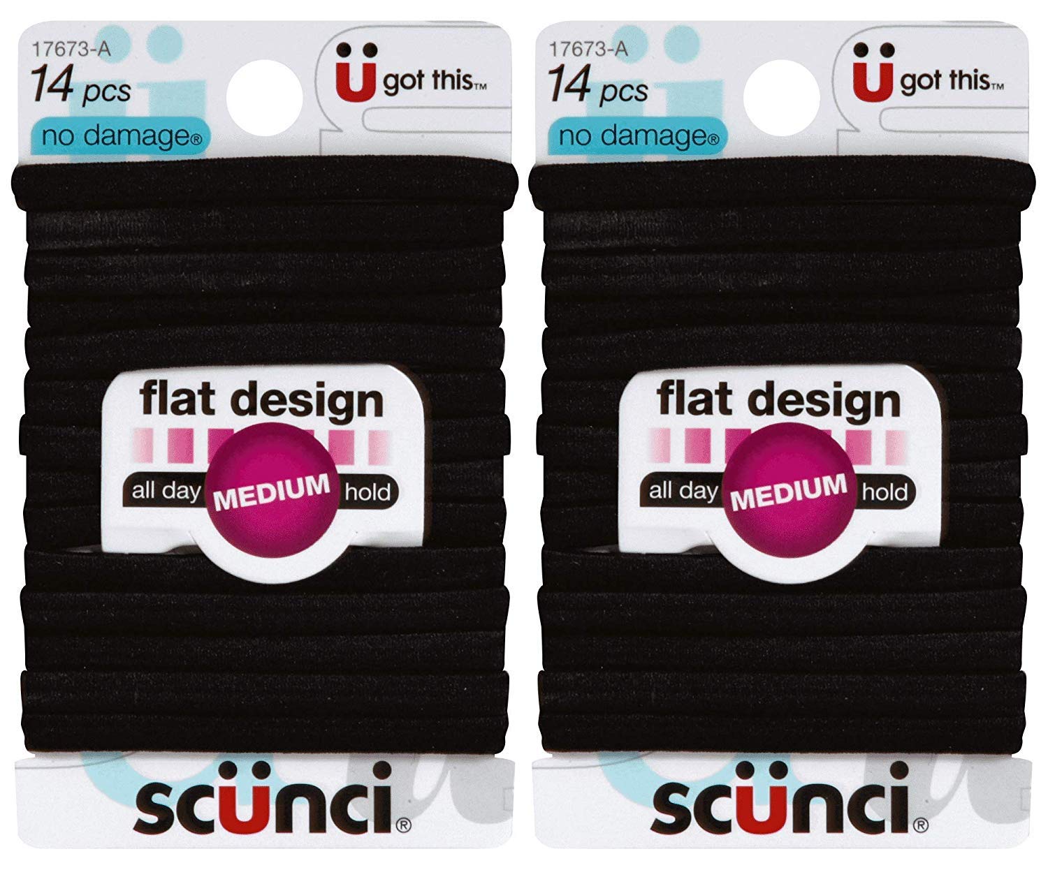 Buy Scunci No Damage Hair Ties Flat Design Black 14 Count