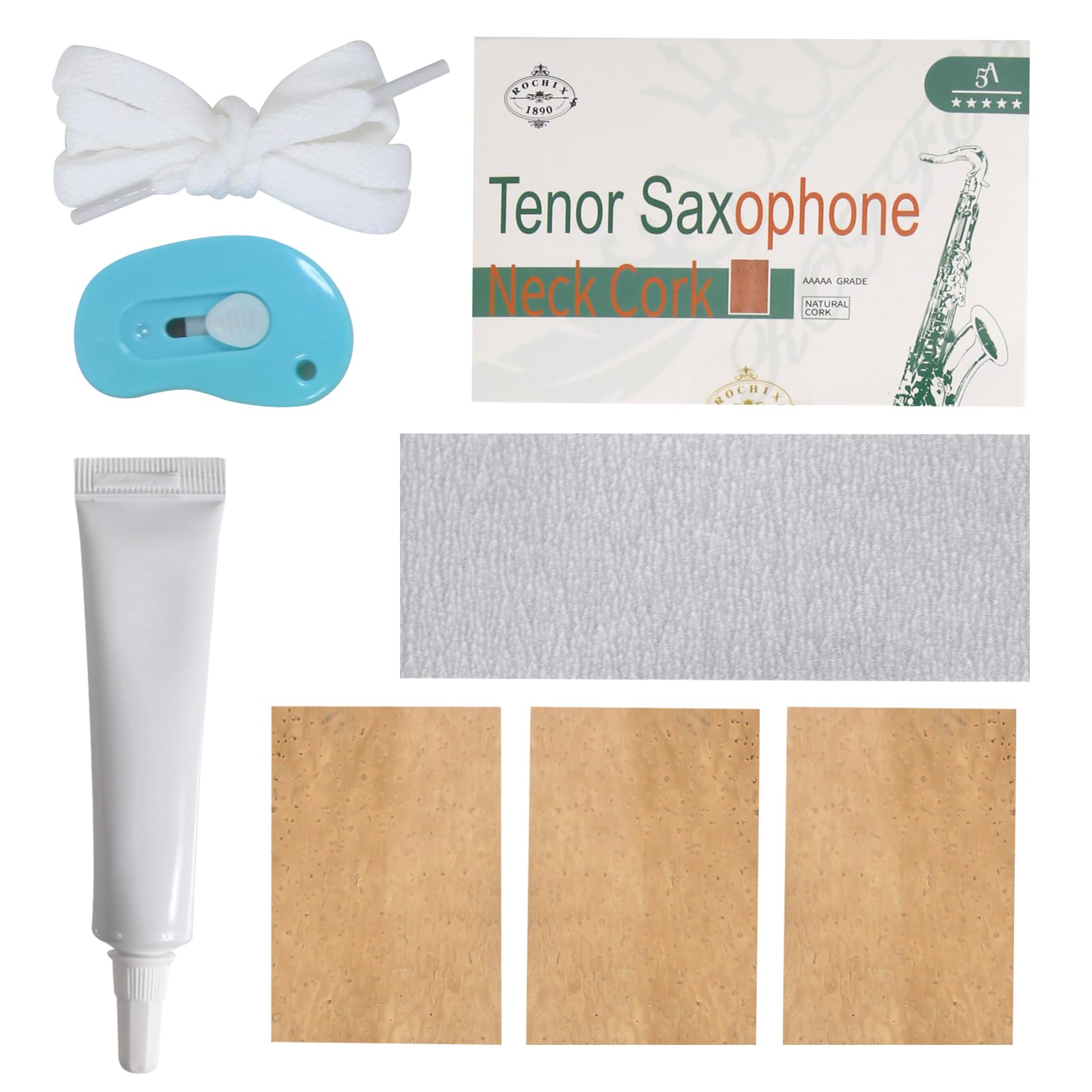 Tenor Saxophone Neck Cork, 3pcs Saxophone Neck Cork, Saxophone Cork Replacement Kit for Alto/Soprano/Tenor Saxophone