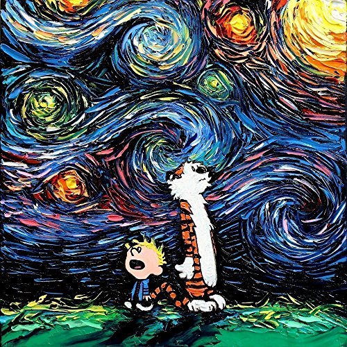 Calvin and Hobbes Inspired Art poster PRINT What If van Gogh Had An Imaginary Friend? - Art by Aja 8x8, 10x10, 12x12, 20x20, 24x24 inches Calvin and Hobbes Inspired Art poster PRINT What If van Gogh Had An Imaginary Friend? - Art by Aja 8x8, 10x10, 12x12, 20x20, 24x24 inches
