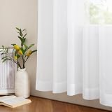 PONY DANCE White Net Curtains 84 Drop Slot Top Set of 2 60 Wide Voile Panels view 8