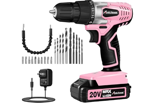 AVID POWER 20V Cordless Drill Set for Home DIY & Beginner Projects - Lightweight Power Drill with Battery Charger & 22 Bits,