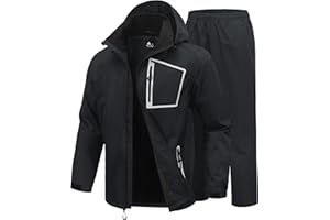SWISSWELL Men's Rain Suits High Visibility Reflective Motorcycle Rain Gear Waterproof Breathable Jacket and Pants
