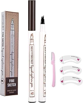 Quemiss Tatuaggio Del Sopracciglio Penna Sopracciglia Microblading Matita Per Sopracciglia 4 Punti Matita Per Gli Occhi Crea Lasting Make Up Con La Penna Sopracciglia 2 Marrone Amazon It Bellezza
