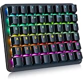 Koolertron One Handed Mechanical Gaming Keyboard, 48-Key Fully Programmable Mini Keypad, Mini USB Macro Keyboard with RGB LED Backlit, for Windows PC Gamer