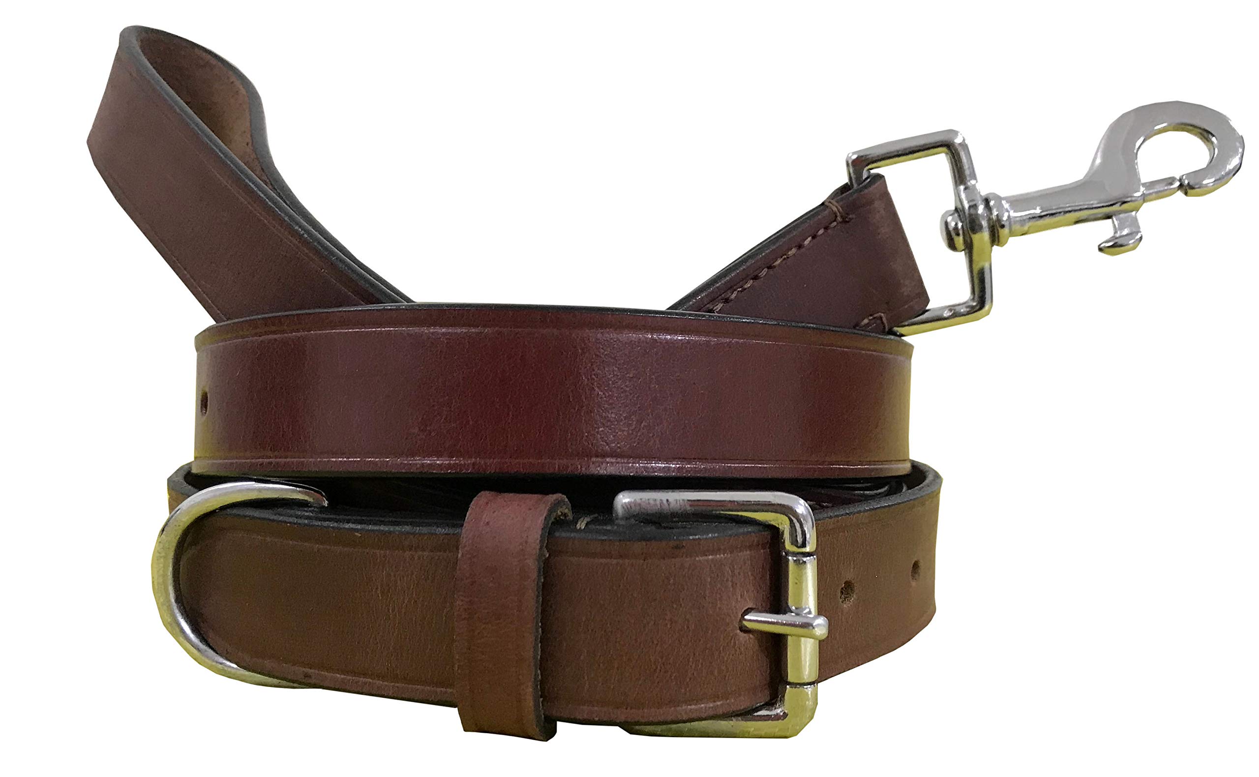 BRADLEY CROMPTON Genuine Leather Matching Pair Dog Collar and Lead Set S