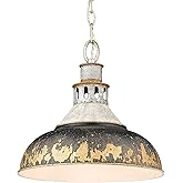 Golden Lighting 0865-L AGV-ABI Kinsley Pendant, Aged Galvanized Steel