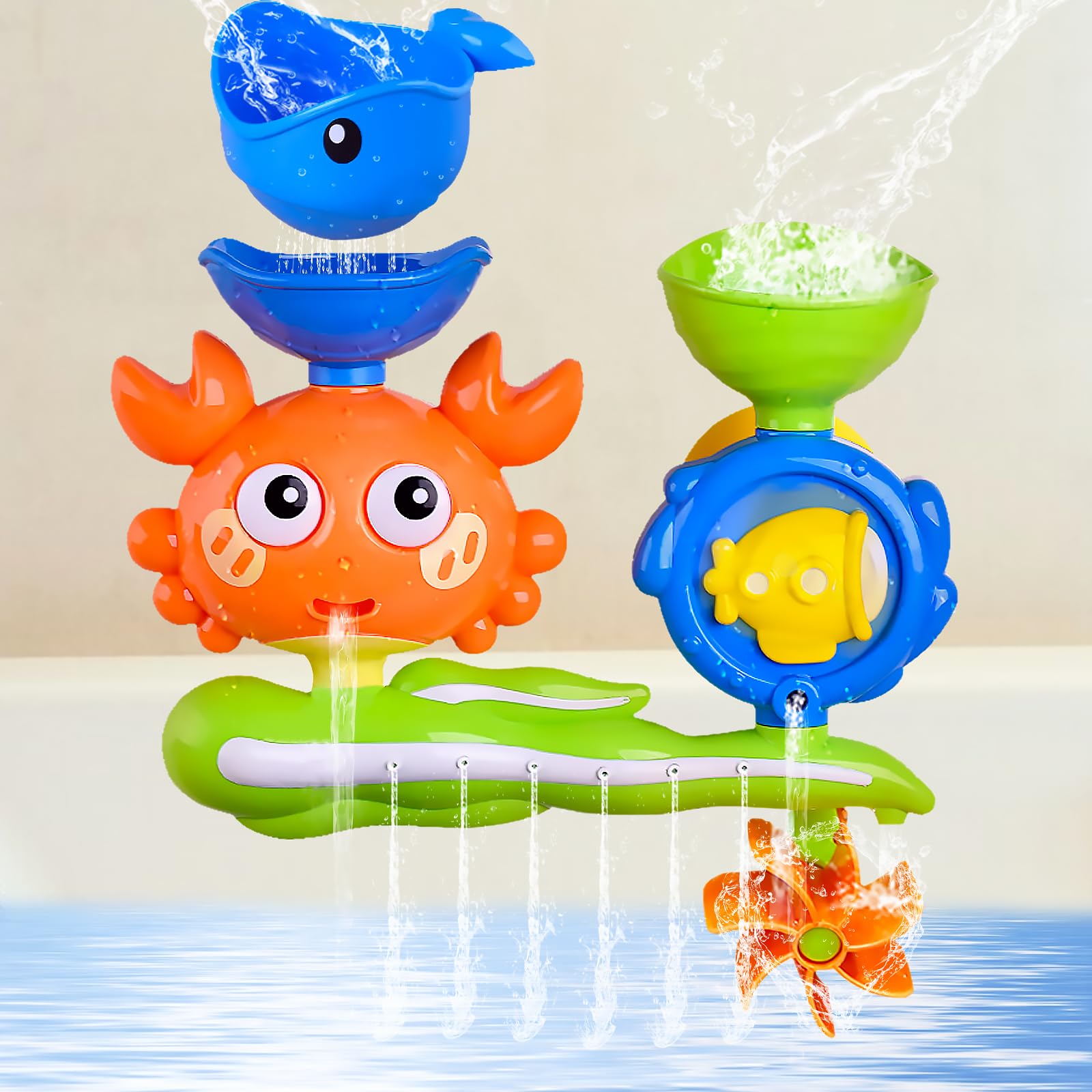 Bath Toys for 1 2 3 4 Year Old Water Toys for toddlers Girls Boys Gifts Baby Spinner Toy Crab Bath Toy for Babies kids Mould Free Bath Toys for 18+ Months and Older
