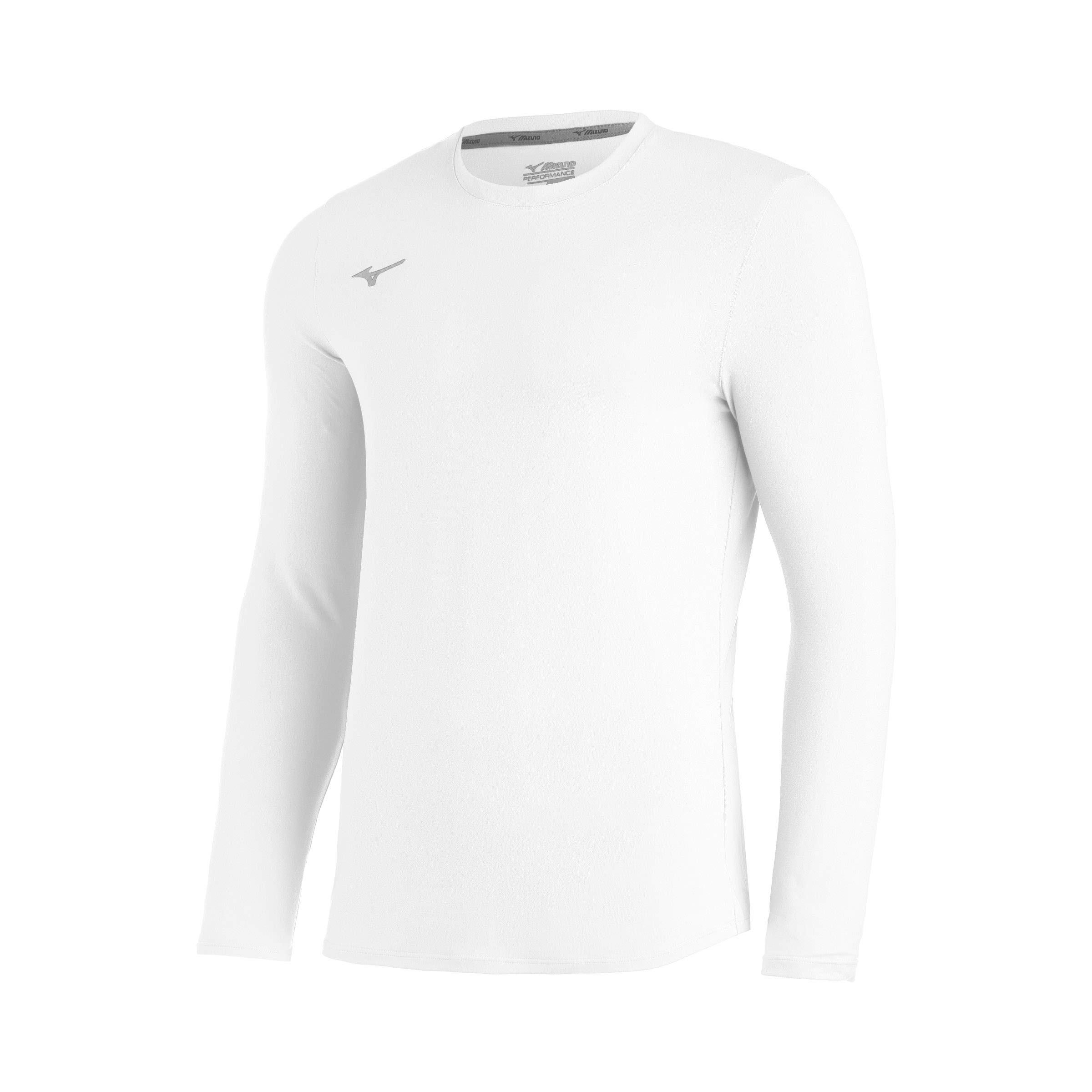 Mizuno Comp Diamond Long sleeve Crew, White, X-Large