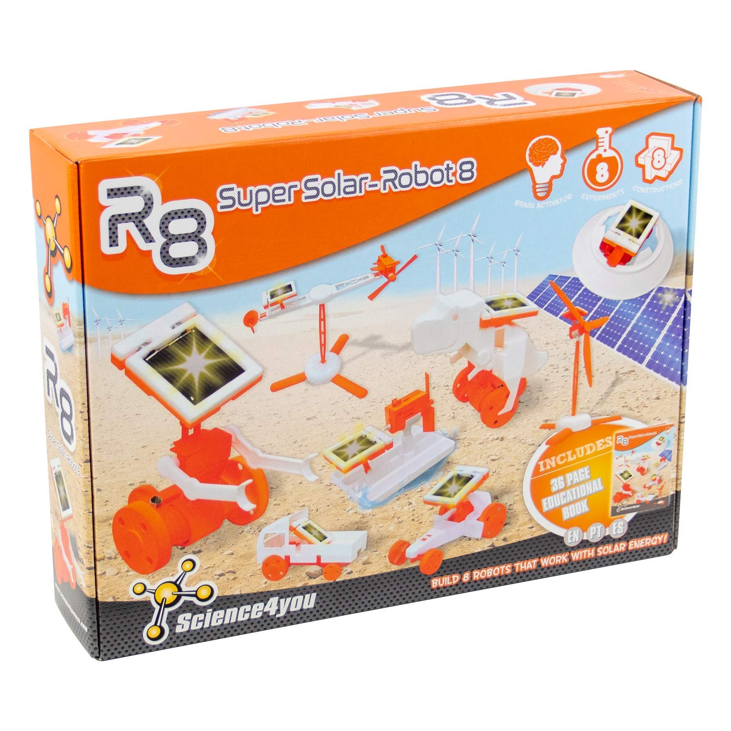 Science4you-R8 Years R8 Super Solar Robot-Robotic, Scientific Toy, 8 Experiments and Educational Book ES, EN and PT-Original Gift for Children, Multicolor (878098)