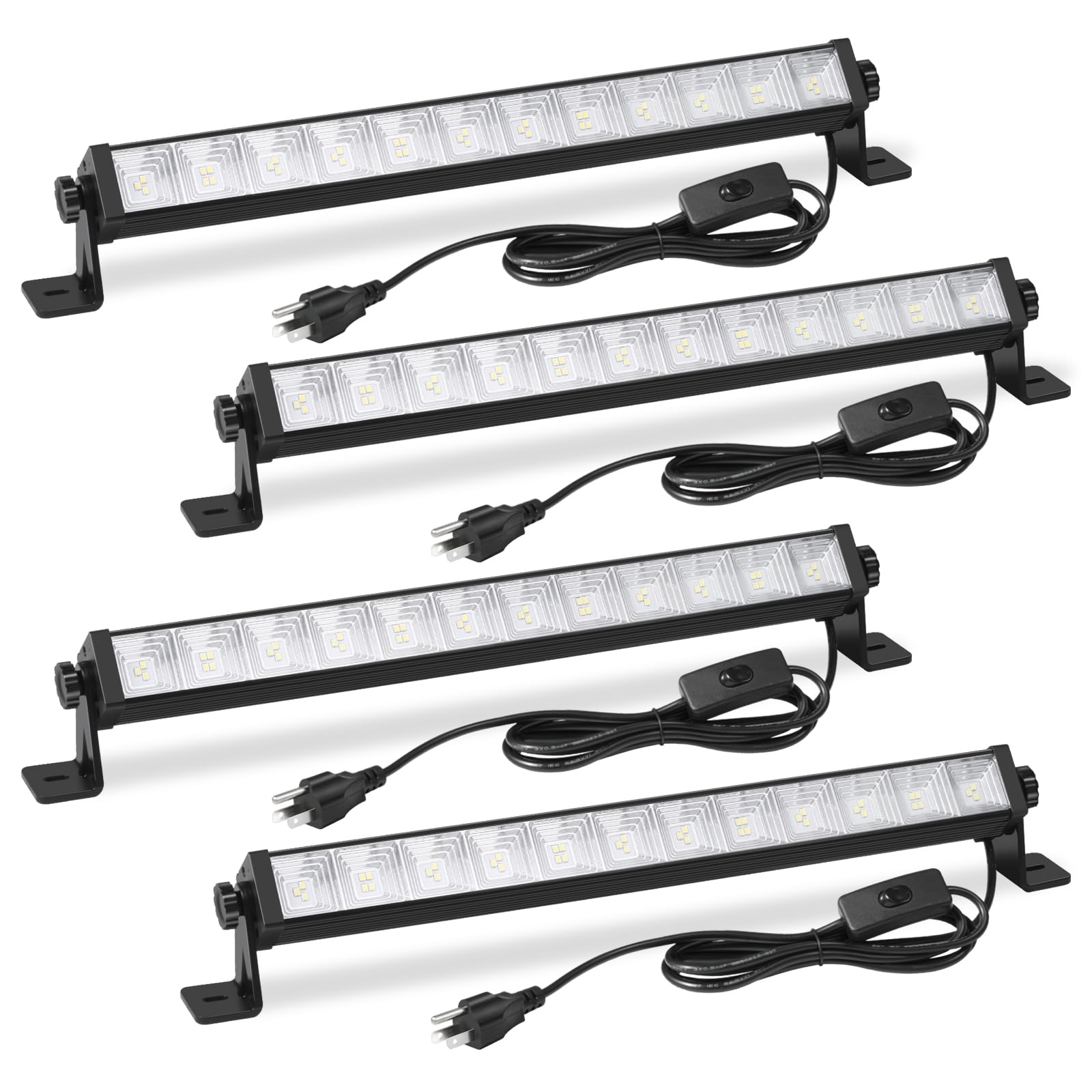 Photo 1 of ZHPINGMX 4 Pack 24W LED Shop Light, Plug in Garage Light with 6.5FT Cord and On/Off Switch, 6000K 5400LM Work Shop Lighting for Garage Workshop Warehouse Factory Yard
