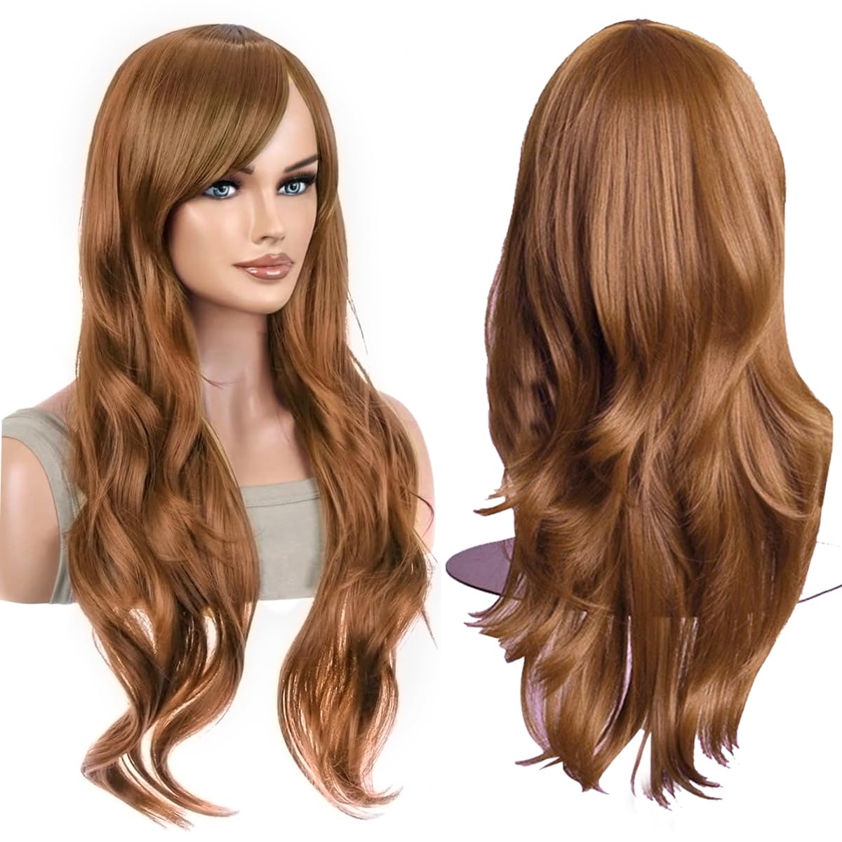 Colorfulpanda 70cm 28 inches Long Auburn Brown Wig Curly Full Hair Wig Anime Cosplay Halloween Movie Costume Party Synthetic Wigs for Women — image 1