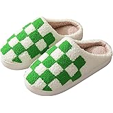 Halloween Christmas Slippers Checkered Scuff for Women and Men Holiday Indoor Bedroom Fluffy Warm Fleece Slippers Winter Soft Cozy Home Non-Slip Soft Plush Slip-on Wool Lined House Shoes