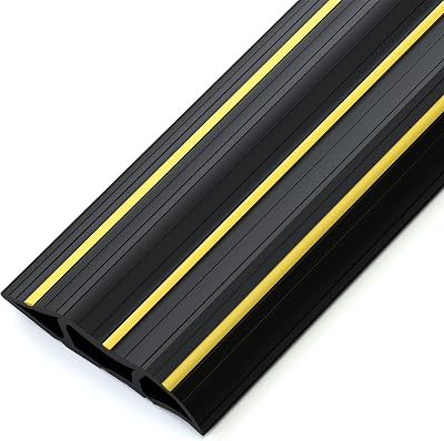 AGPTEK Floor Cable Protector 3m 3 Channels Black Yellow Warning Line
