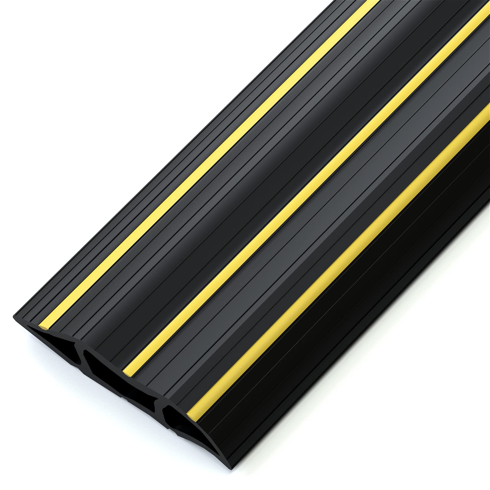 Floor Cord Covers, Floor Cable Protector 3m 3 Channels Contains Cords, Cables and Wires, Perfect for Office, Home, Workshop, Warehouse, Concert, or Other Outdoor Surroundings (Black)