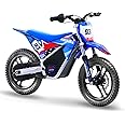 AIII 36V Electric Dirt Bike for Kids 5-10, High Performance 350W Racing Grade Motorcycle, Up to 18.6MPH, 3 Speed Settings, 14-Inch Off-Road Tires, Dual Disc Brakes & Advanced Shock Absorption, Blue