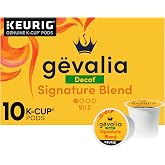 Gevalia K-Cup Coffee Pods, 10 ct Box, Signature Blend Decaf Mild Roast | Decaf Mild Roast Coffee Pods, 99.7% Caffeine-Free, Mellow, Balanced &amp; Bright, Compatible with All Keurig Systems