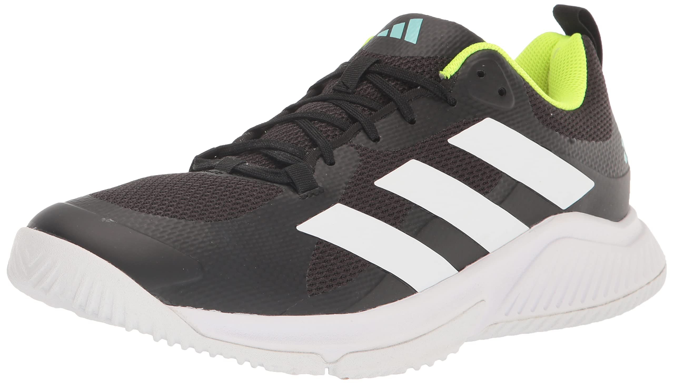 adidas Women’s Court Team Bounce 2.0 Sneaker, Core Black/White/Flash Aqua, 11.5