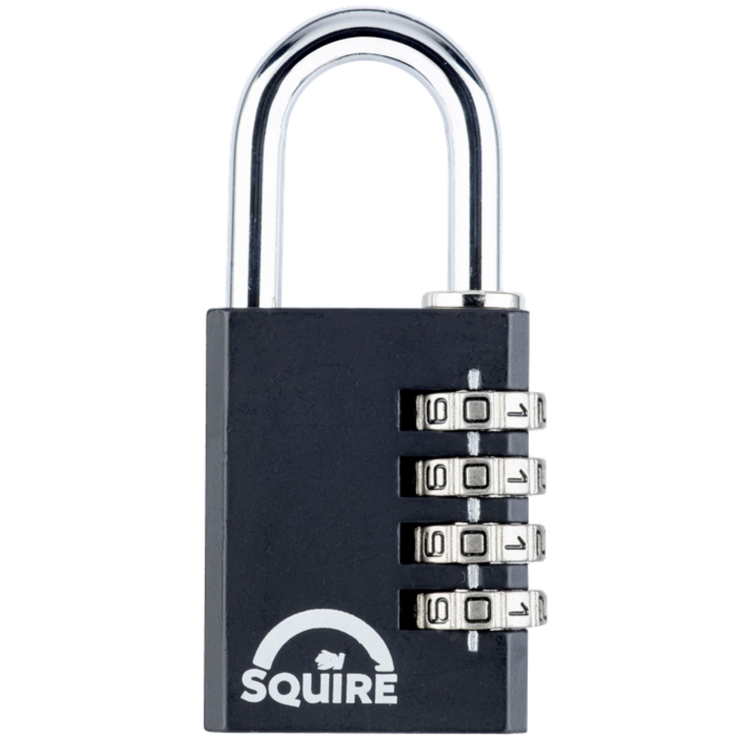 Squire Combination Small Padlock (Locker Lock Combi 40) - Tough Steel Shackle - 4 Wheel Combination Padlock – for Travel or for Home, Shed, Garage, Gym Locker & Luggage (Black, 40 mm)