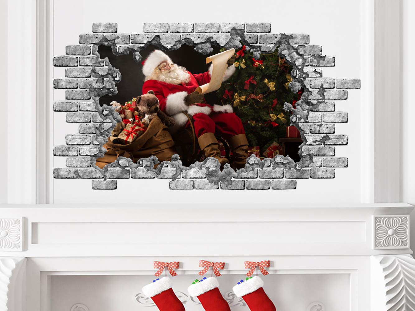Santa Claus Wall Decal. Christmas Wall Mural. Christmas