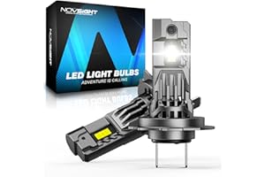 NOVSIGHT H7 LED Fog Light Bulbs - 62,000LM 6500K Ultra Bright, 1:1 Mini Size Replacement, 50,000 Hours Lifespan,5-Min Install, IP68 Waterproof, Pack of 2