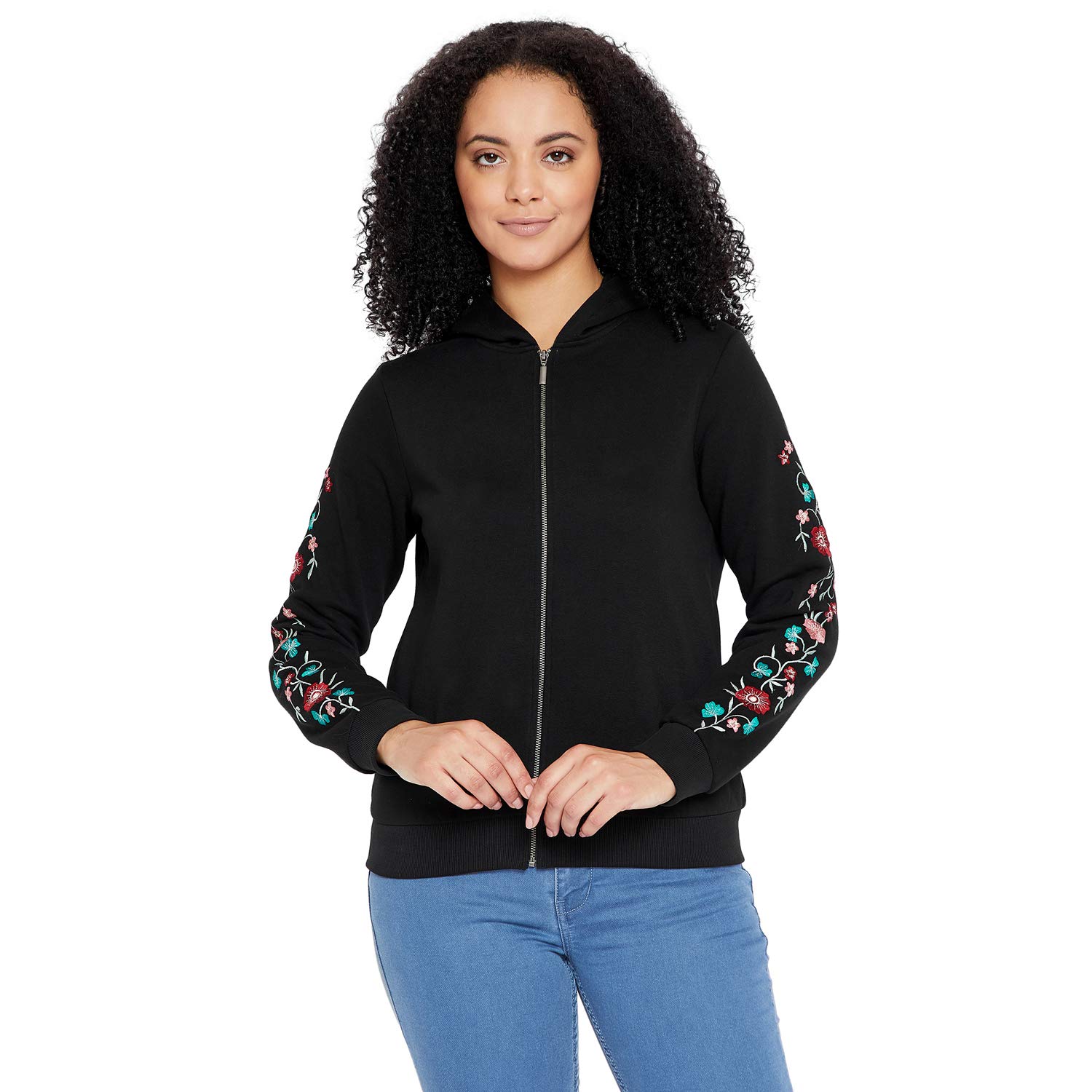 femella women's black sleeve embroidered jacket