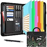 NATISERAUM Portfolio Binder 3 Ring Includes Pen and 5 Dividers with 10 Pockets, Padfolio Organizer with Zipper for Men and Women, Includes A4 Notepad for Business, School, Work